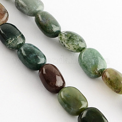 Natural Indian Agate Stone Beads Strands, Oval, 10~11x8~9x5~6mm, Hole: 1mm, about 40pcs/strand, 16.1 inch