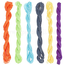 Sunnyclue 6 rollos 6 colores cordón de poliéster encerado redondo, cordón encerado de taiwán, cuerda retorcida, color mezclado, 1mm, alrededor de 9.79~9.84 yarda (8.96~9 m) / rollo, 1 rollo / color