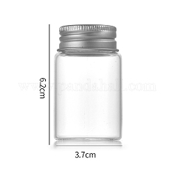 Klarglasflaschen Wulst Container, Perlenaufbewahrungsröhrchen mit Schraubverschluss und Aluminiumkappe, Kolumne, Silber, 3.7x6 cm, Kapazität: 40 ml (1.35 fl. oz)