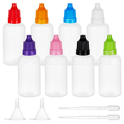 BENECREAT Plastic Bottle, Liqiud Bottle, with Plastic Funnel Hopper, 2ml Disposable Plastic Dropper, Mixed Color, 25.5x71mm, Capacity: 20ml(0.67 fl. oz), 27pcs