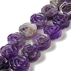 Natural Amethyst Beads Strands, Rose, 14x7.5~8mm, Hole: 1.2mm, about 28~29pcs/strand, 15.16''(38.5~41.5cm)