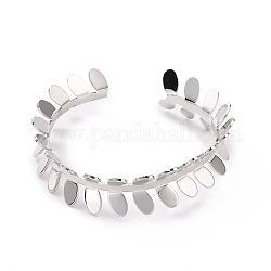 Bracelet manchette ouvert branche feuillue en laiton pour femme, platine, diamètre intérieur: 2-1/8 pouce (5.5 cm)