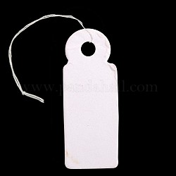 Rectangle Blank Hang tag, Jewelry Display Paper Price Tags, with Cotton Cord, White, 29x11x0.2mm, Hole: 3mm, 500pcs/bag