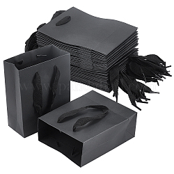 Papiertüten, Geschenk-Taschen, Einkaufstüten, Hochzeitstaschen, Rechteck mit Griffen, Schwarz, 16x13x6 cm