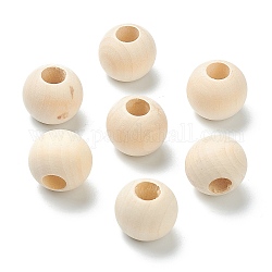 Natural Unfinished Wood Beads, Macrame Beads, Round Wooden Large Hole Beads, Antique White, 24x20.5mm, Hole: 10mm, about 130pcs/500g