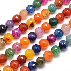 Chapelets de perles rondes à facettes en agate naturelle teintée, colorées, 10mm, Trou: 1mm, Environ 38 pcs/chapelet, 15 pouce