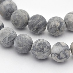 Fili di perline di pietra naturale mappa/diaspro policromo/pietra picasso/diaspro picasso, tondo, smerigliato, 6mm, Foro: 1 mm, circa 59pcs/filo, 15 pollice