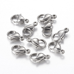 304 Stainless Steel Lobster Claw Clasps, Parrot Trigger Clasps, Manual Polishing, 12x7x4mm, Hole: 1mm