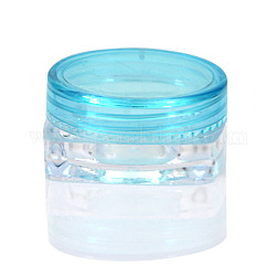 Pot de crème pour le visage portable vide en plastique transparent, petits contenants d'échantillons de maquillage, avec couvercle à vis, carrée, cyan et clair, 3x1.5 cm, capacité: 3g