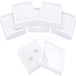 Scatola di gioielli in plastica benecreat, per collana e orecchini e anello, con spugna interna, quadrato, bianco, 9x9x2.7cm