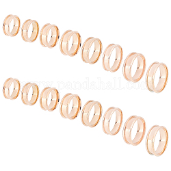 Unicraftale 16 anillo de núcleo en blanco de oro rosa, 8 tamaños, anillo de dedo de acero inoxidable para incrustaciones, anillos vacíos acanalados redondos en blanco con bolsas de terciopelo para hacer joyas