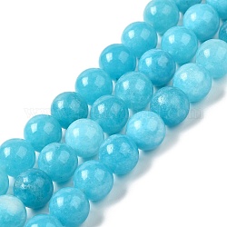 Naturali tinti perle di giada fili, tondo, cielo blu profondo, 10~10.5mm di diametro, Foro: 1 mm, circa 37pcs/filo, 14.76''~14.80'' (37.5~37.6 cm)