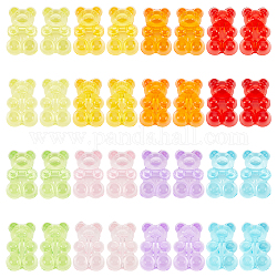 NBEADS 128 Pcs 16 Styles Gummy Bear Beads, 1.6mm Hole Acrylic Bear Charms Opaque Resin Cabochons Cartoon Bear Beads for Bracelets Necklace Jewelry Making