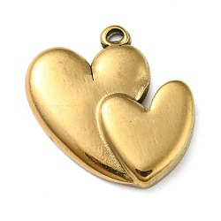 Ion Plating(IP) 316L Surgical Stainless Steel Pendants, Heart Charm, Real 18K Gold Plated, 19x18x3mm, Hole: 0.8mm