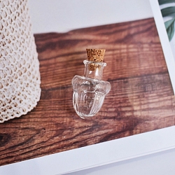 Ornement de bouteilles en liège en verre clair, bouteilles de souhaits vides en verre avec du liège, fioles de bricolage pour les décorations pendantes, gland, 2.6x1.7 cm