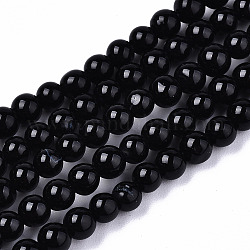 Brins de perles d'onyx noir naturel, teints et chauffée, ronde, 4mm, Trou: 0.5mm, Environ 96~98 pcs/chapelet, 14.96 pouce (38 cm)