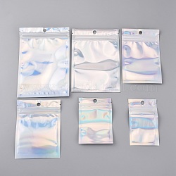 SUPERFINDINGS 180Pcs 6 Style Rectangle Zip Lock Plastic Laser Bags, Resealable Bags, Clear, unilateral thickness: 2.7 Mil(0.07mm), 10~16x6~11cm, Hole: 8mm, 30pcs/style