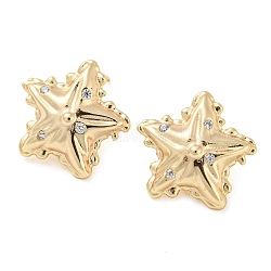 Laiton avec boucles d'oreilles en verre, avec des boucles, étoiles du nord, véritable 18k plaqué or, 17.5x18.5mm, Trou: 1.2mm, pin: 11x0.7 mm