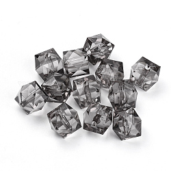 Perles en acrylique transparente, facette, cube, gris clair, 8x8x7.5mm, Trou: 1.4mm, environ 1730 pcs/500 g