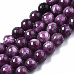 Chapelets de perles de quartz naturel, teinte, ronde, violet, 8mm, Trou: 1~1.2mm, Environ 45~46 pcs/chapelet, 14.76 pouce (37.5 cm)