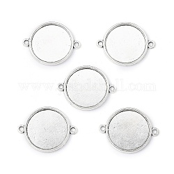 Tibetan Style Alloy Cabochon Connector Settings, Cadmium Free & Lead Free, Plain Edge Bezel Cups, Flat Round, Antique Silver, Tray: 20mm, 29.5x23x2mm, Hole: 2mm, about 454pcs/1000g