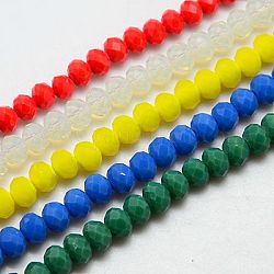 Imitation Jade Glass Bead Strands, Faceted, Rondelle, Mixed Color, 8x6mm, Hole: 1mm, about 68pcs/strand, 15.3 inch