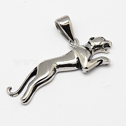 Fashionable 316 Stainless Steel Pendants, Running Leopard, Stainless Steel Color, 40x13x3mm, Hole: 3x6mm