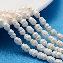 Hebras de perlas de agua dulce cultivadas naturales, Con rosca, arroz, blanco cremoso, 4~5mm, agujero: 0.8 mm, aproximamente 40 pcs / cadena, 12.99 pulgada ~ 13.18 pulgadas (33~33.5 cm)