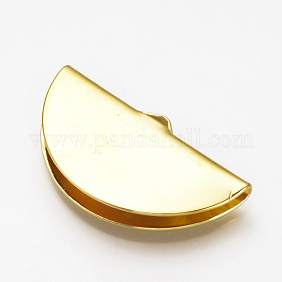Обжимные концы из латуни, полукруглый, без никеля , реальный 18k позолоченный, 12.5x25 мм
