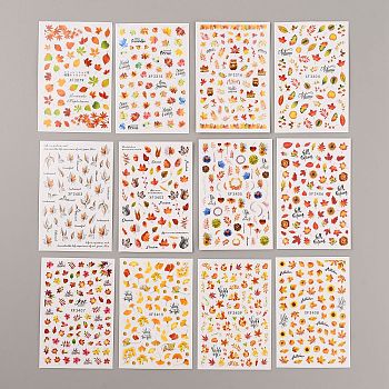 Autumn Theme Maple Leaf Pattern Paper Nail Art Stickers MRMJ-WH0075-72