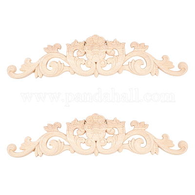 1x Unpainted Carved Decal Wooden Onlay Applique Woodcarving Decal Cabinets Decor 