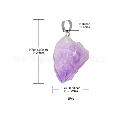 3 Stück natürliche Amethyst-Anhänger&nbsp;G-FS0001-01-1