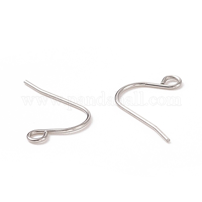 316 Surgical Stainless Steel Earring Hooks, Ear Wire, with Horizontal Loop,  Stainless Steel Color, 17mm, Hole: 1.8mm, 21 Gauge, Pin: 0.7mm