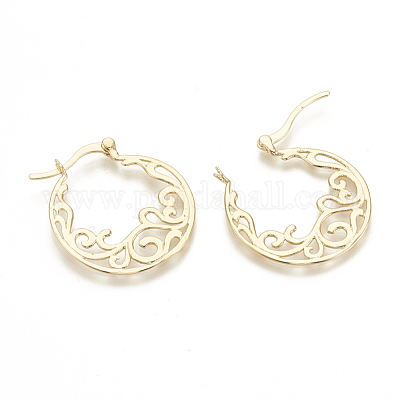 2pcs 30mm 18K Gold Hoop Earring Blanks,real Gold Plated Brass