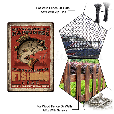 Fishing Supply Tackle Rods Bait Boat Rentals Vintage Tin Signs Wall Decor, Funny Wall Art Painting Metal Decor for Home Kitchen Fence Bar Room