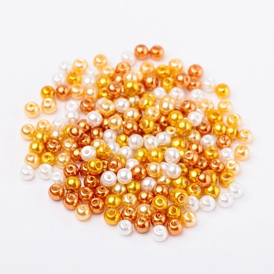 Wholesale PandaHall about 400pcs 4mm Mixed Color Round Glass Pearl