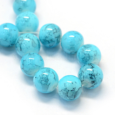 Backen Farbe Glas runde Perle &nbsp;DGLA-Q019-8mm-76-1
