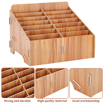 Boîte Rangement Téléphone Portable En Bois - Plusieurs Compartiments - Organiseur Bureau, Salle De Classe, Maison - 8