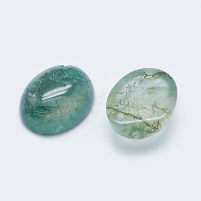 Cabochons de la ágata de musgo natural&nbsp;G-G759-Z12-1