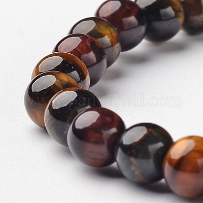 Braccialetti di stirata Tonda tigre naturale dell'occhio&nbsp;BJEW-L594-D08-1
