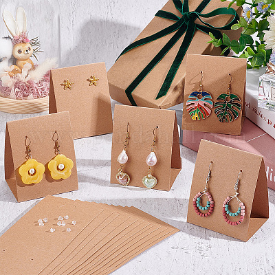 Wholesale PH PandaHall 112pcs Earring Cards 8 Style Earring Display Card  Kraft Earring Holder Cards with 224pcs Clear Earrings Nuts 112pcs OPP  Cellophane Bags for DIY Earring Jewelry Packaging Small Business 