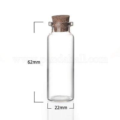 PandaHall 10 Pcs Clear Bead Containers Glass Bottles with Cork Tops 22x62mm 