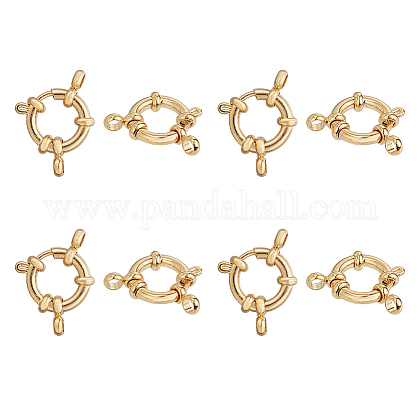 UNICRAFTALE Golden Spring Ring Clasps 8PCS Stainless Steel Spring Clasps Closed Ring Clasps Smooth Surface Clasp Connector Findings for DIY Jewelry Making 12.5x4mm STAS-UN0002-62B-1