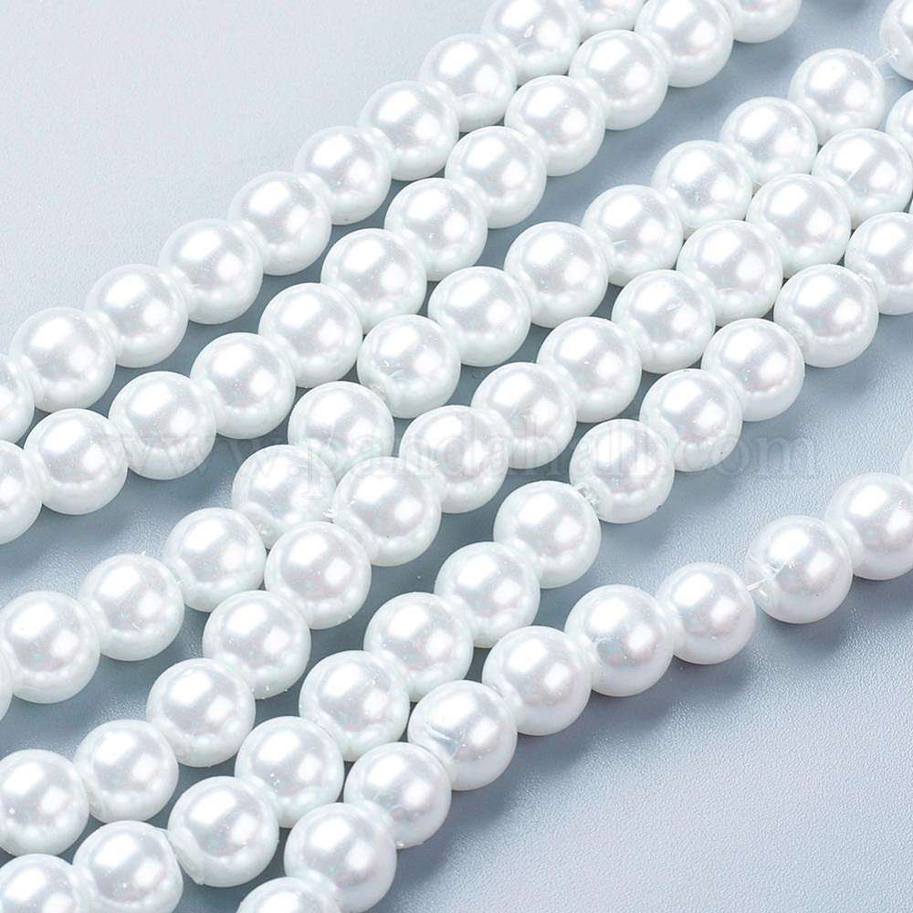 Pandahall Glass Pearl Beads - 8mm Round Loose Beads For DIY Jewelry Making (Ivory, 110pcs)