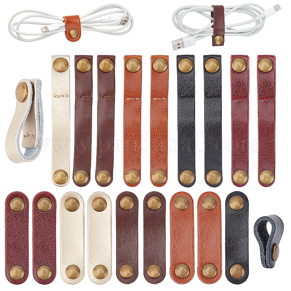 Shop 20 Pcs Leather Cable Straps Cable Ties Cable Organizers