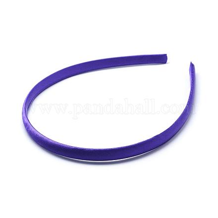 単純なプラスチックヘアバンドのパーツ  歯抜け  布で覆わ  インディゴ  120ミリメートル  9.5ミリメートル OHAR-Q275-04I-1