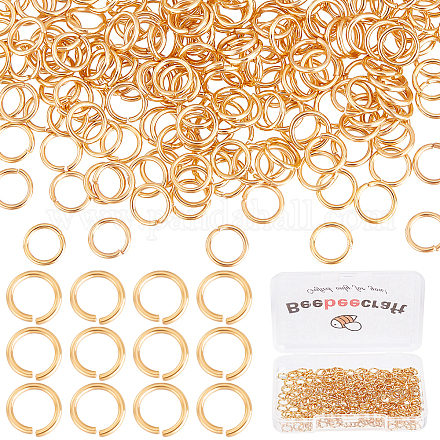 Beebeecraft 1 scatola 300 pezzi anelli di salto in oro anelli di salto aperti placcati oro 18k 6mm per la creazione di gioielli collana portachiavi connettore giallo KK-BBC0002-27B-1