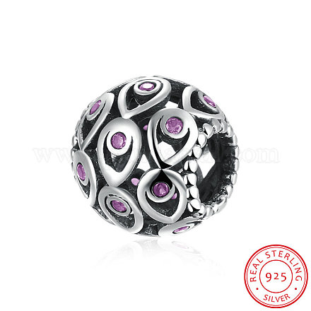 925 perles européennes de zircone cubique micro pavées en argent sterling STER-BB71397-B-1