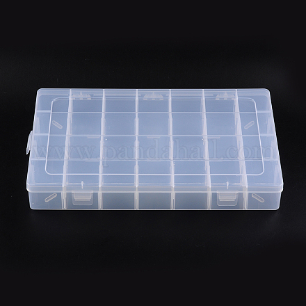 プラスチックビーズコンテナ  調整可能な仕切りボックス  透明  長方形  幅22cm  35センチの長さ  5センチ、厚 C074Y-1
