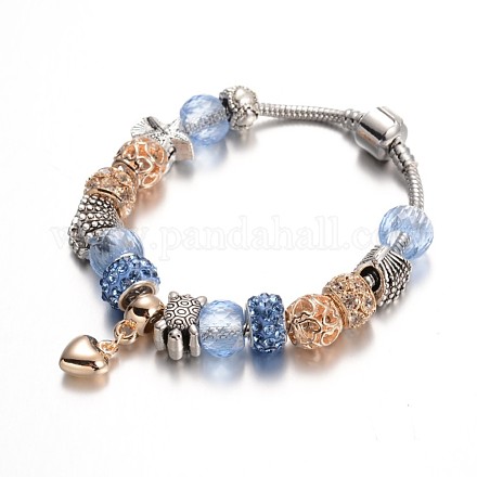 Bracelets en alliage avec perles européennes avec strass X-BJEW-L602-03-1